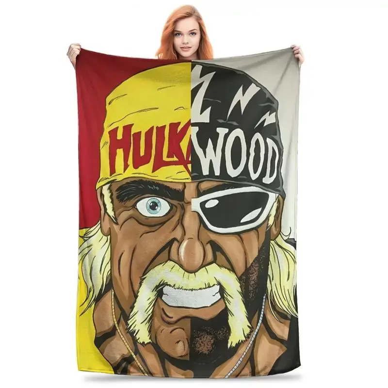 Hulk Hogan American Pro Wrestling Legend Plush Blanket, Girls Boys Soft Flannel Bedding Throws, Customized Quality Bedspread Sofa Couch Cover, Cozy Sports Fan Gift Idea Room Decor