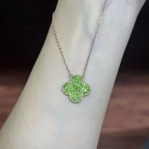 Natural Crystal diopside necklace S925 Valentines Gift , Gift for Wedding/Birthday/Mother'sDay/Christmas