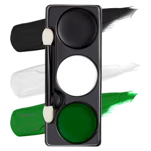 Creations Halloween Makeup Palette 3 Colors Face Body Paint with Brush for Zombie Skeleton Clown Witch Football Baseball Sports SFX Costume Cosplay Dress Up (7 Oz, White Black Green) springtok