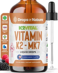 Vitamin K2 MK7 Liquid Supplement – Pure K2MK7 Menaquinone-7 (100 mcg) – Vegan, Non-GMO & Fast-Absorbing – Daily K2 Vitamin Supplement for Bone Strength & Cardiovascular Support (Mixed Berry, 60ml)