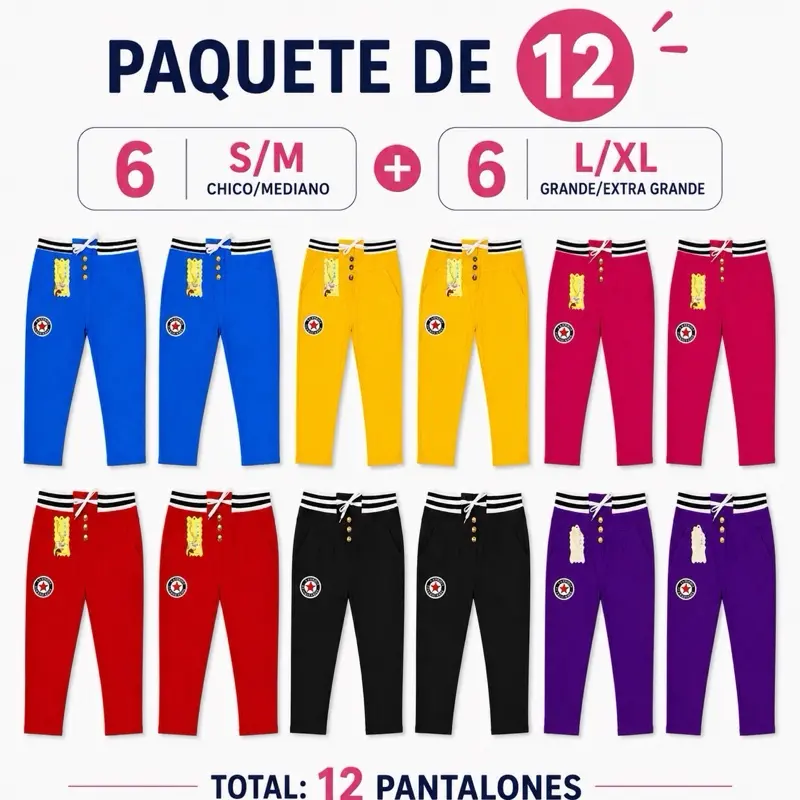 12 Pack Women’s Stretch Capri Pants – Mixed Sizes S/M & L/XL