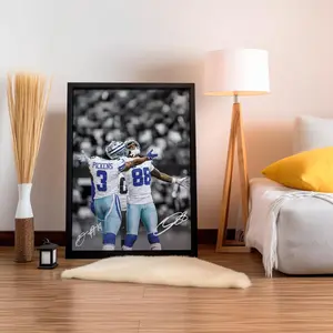 [ SALE UP 45% - UNFRAMED POSTER ] CeeDee Lamb & George Pickens Poster, Signed Football Art, Sports Room Decor, Fan Poster