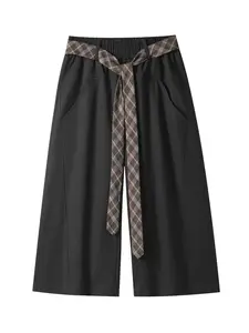 Plaid Tie Waist Seven-Eleven Pants, Men's Streetwear Essential, Trendy and Comfortable, Perfect for Daily Wear