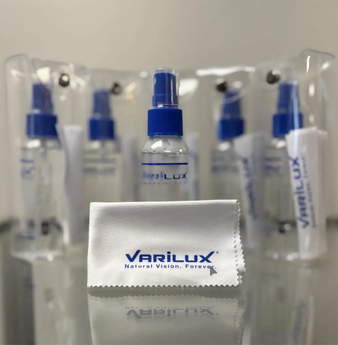 VARILUX Cloth & Spray - Alcohol-Free Cleaning Solution for Glasses - Soft Fabric and Spray for Spotless Glasses - Essential for Maintaining Glasses Clarity
