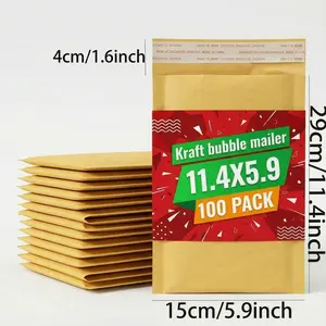 50/100 Pcs 5.9x11.4 Inch Bubble Mailers - Heavy Duty Padded Mailing Envelopes with Self-Sealing Strip, Waterproof Poly Bags for Small Business Shipping & Daily Packaging