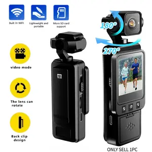 WiFi Sports Action Camera, 1080P HD Pocket Cam with 270° Rotating Lens, Color Night Vision, Loop Recording, App Live View for Skiing, Cycling & Outdoor Activities, Wearable Recording Camera