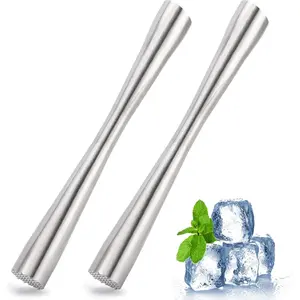 2 10" Muddler for Cocktails, 304 Stainless Steel Drink Muddlers Bar Accessories Tools for Old Fashioned Cocktail, Mojito, Fruit Drinks, Lemonade