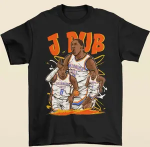 Jalen Williams J-Dub Cartoon Style Oklahoma City Basketball T-Shirt Unisex Medium Size Soft Cotton Blend Comfortable Fit