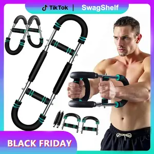 Arm Trainer, Adjustable Power Twister Bar, Chest Shoulder Arm Workout Equipment, Portable Detachable Upper Body Fitness Machine for Home & Gym Hand Grip Strengthener,Gift for Christmas,New Year