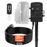 【ChristmasGift】VEVOR Outdoor Power Stake Accessory Cable Strip with 25FT Extension Cord, Waterproof Cover, Remote Control, Dusk-to-Dawn Timer, 6 Outlets, 1875W/15A Plug, PC Housing, 2-Hour Power Window for Christmas Lights, Patio Lights