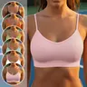 Morelect Women's 3/6-Piece Wire-Free Crew Neck Thin-Strap Bralette - Soft, Bandless, Cool Airflow Dry Fit, Easy-On, Natural Lifting, Lightweight, Sweat-Proof, Unlined Plain Summer Everyday Bras (Do Not Dry Clean)