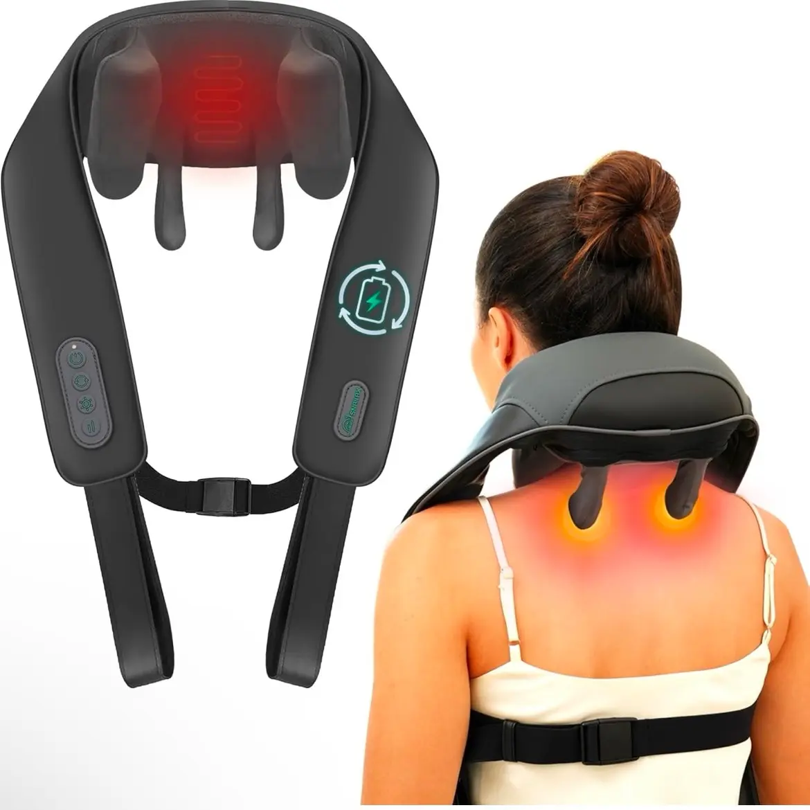 Cordless Neck Shoulder Massager with Soothing Heat, Upgarded 4D Deep Tissue Kneading, Shiatsu Neck Back Massager for Men, Women, Mom, Dad - Comfort