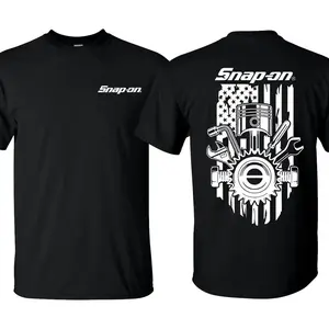 Snap-On T-Shirt American Flag Theme Unisex Casual Wear Crewneck Shortsleeve Men's Top for Garage Enthusiasts and Auto Technicians Menswear Tshirt Streetwear Tropical graphic tees men gifts