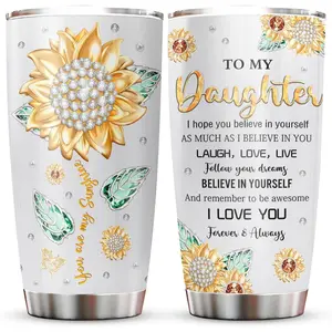 Daughter Gift from Mom/Dad Tumblers 20oz - Gifts for Daughter from Mother/Father Coffee Mug - Christmas Mothers Day Birthday Gift Ideas for Adult Daughters CupTo My Daughter Gift From Mom Sunflower Tumbler Mothers Day Gifts