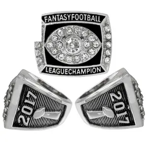2017  fantasy football championship ring,fashion  metal  large ring jewelry gift box