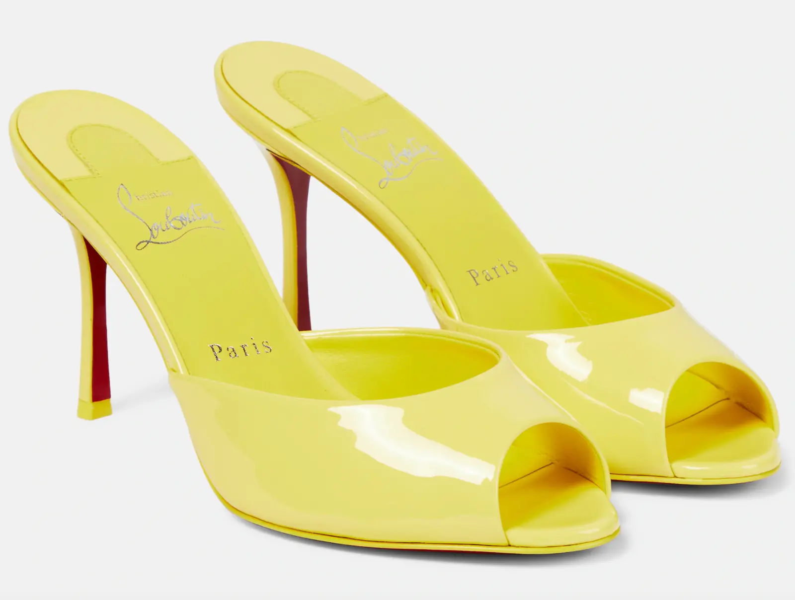Christian Louboutin Me Dolly 85 Piou Yellow Patent Backless Sandal