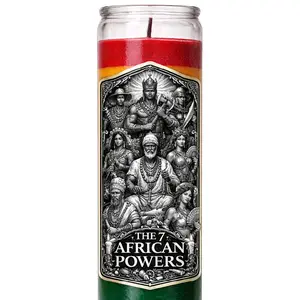 7 African Powers Ritual Candle Handmade 7 Layers for Protection Guidance Strength & Clarity with Orisha Prayer & Amulet
