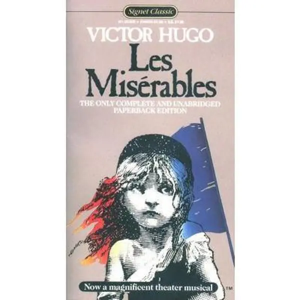 Used Literature Classic Book - Les Miserables by Victor Hugo (English, Soft Covers, 1.4 lbs, Compelling Chase Scene, Epic Portrayal)