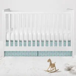 Bacati Tribal Noah Dot Cross Crib Skirt Dust Ruffle - Mint/Navy