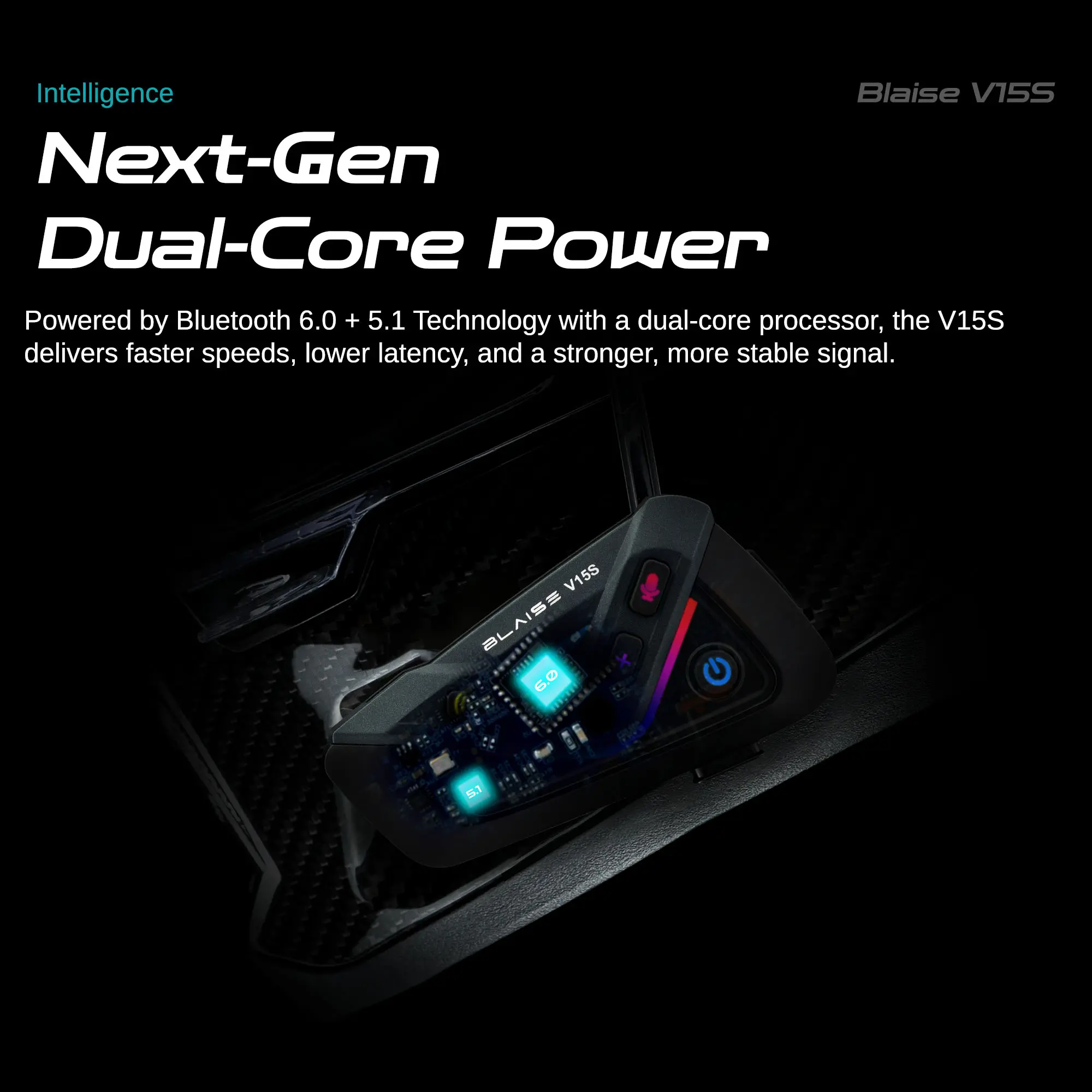 Blaise V15S Motorcycle Bluetooth Headset, 15-Rider MESH Intercom