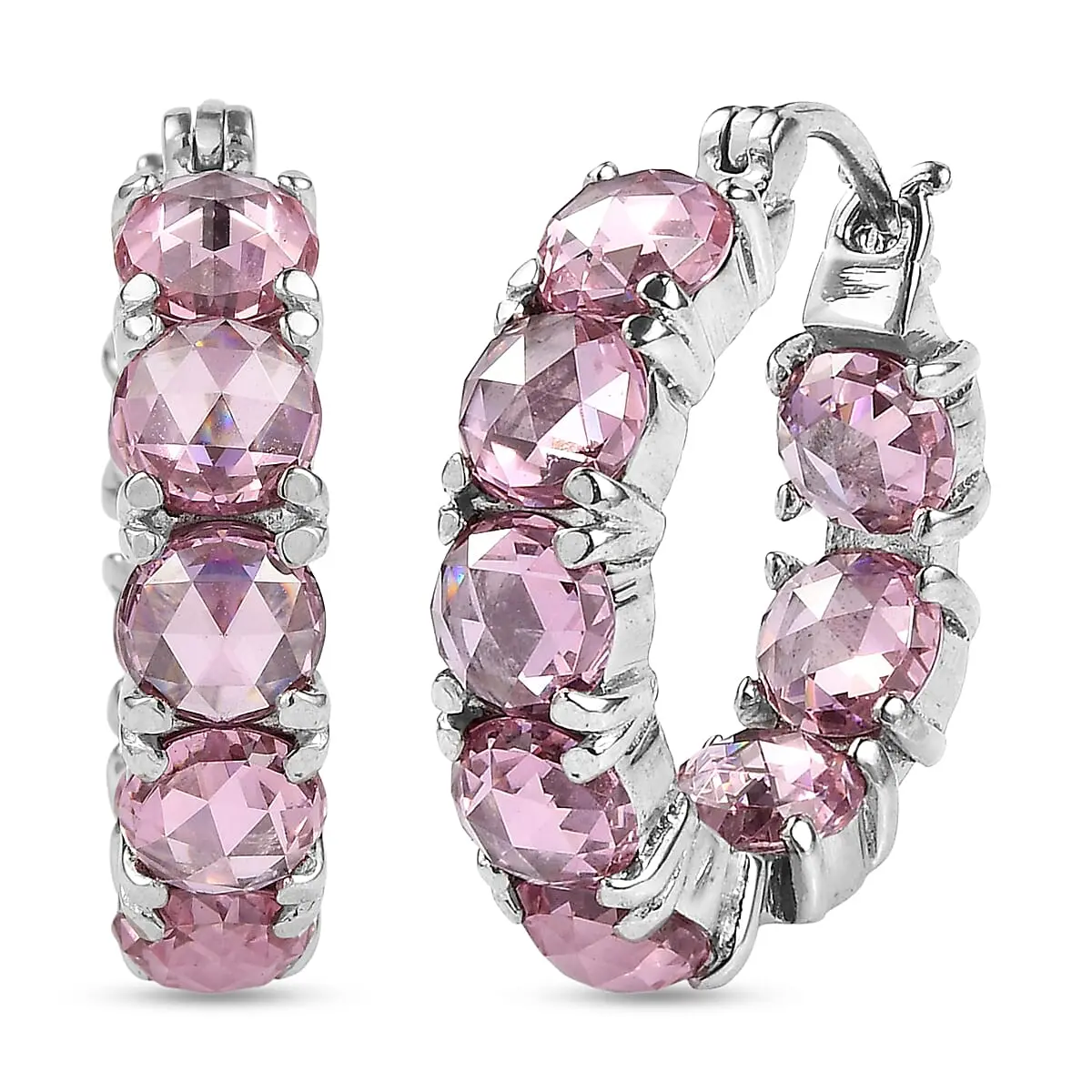 EverTrue Simulated Pink Diamond Earrings in Stainless Steel 19.20 ctw EverTrue Simulated Pink Diamond Earrings in Stainless Steel 19.20 ctw