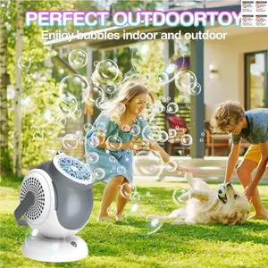 Happy Ants USB Rechargeable Bubble Machine, 360° Rotating Spray, Up/down 60° Head Movement, Large Bubble Output, Indoor Outdoor Use, Adjustable Bubble Maker