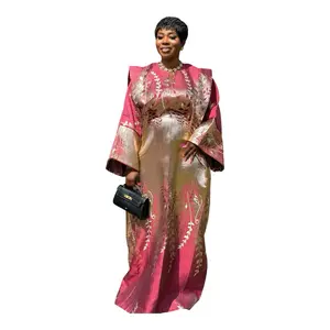 Emilia Luxury full sleeve brocade boubou dress with head wrap
