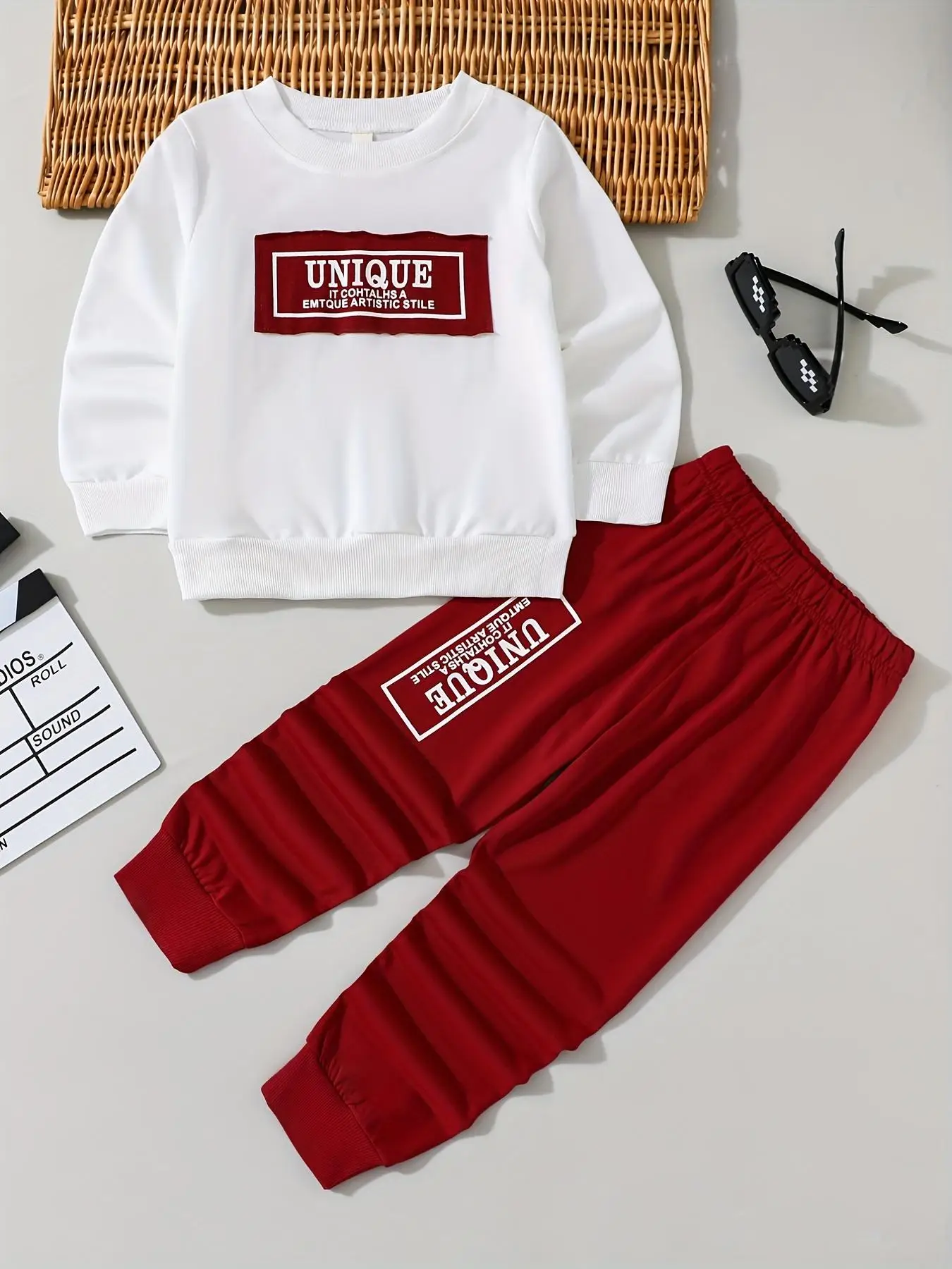 Two-piece Set Toddler Boy's Letter Print Sweatshirt & Elastic Waist Sweatpants Set, Casual Round Neck Long Sleeve Pullover & Jogger Pants for Fall & W