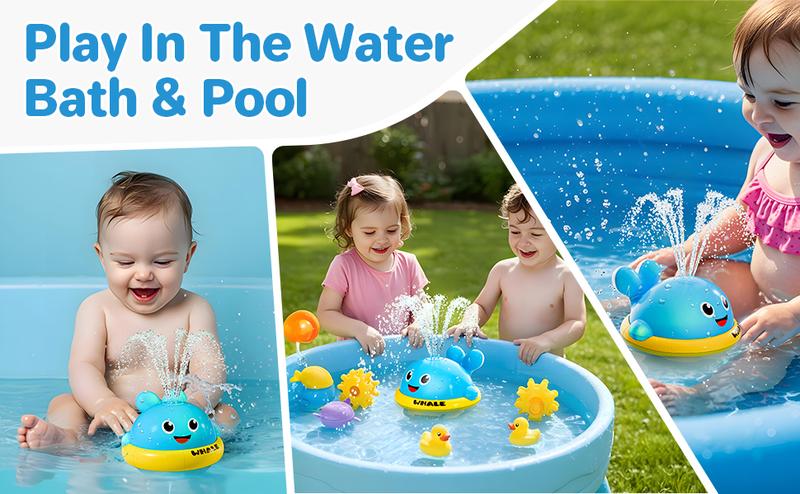 Baby Bath Toys, Light Up Whale Sprinkler Bath Toys for Kids Ages 1-3, Pool Water Toys for Toddlers Bathtub Fountain Toys, Birthday Gifts for 1 2 3 Year Old Boys & Girls