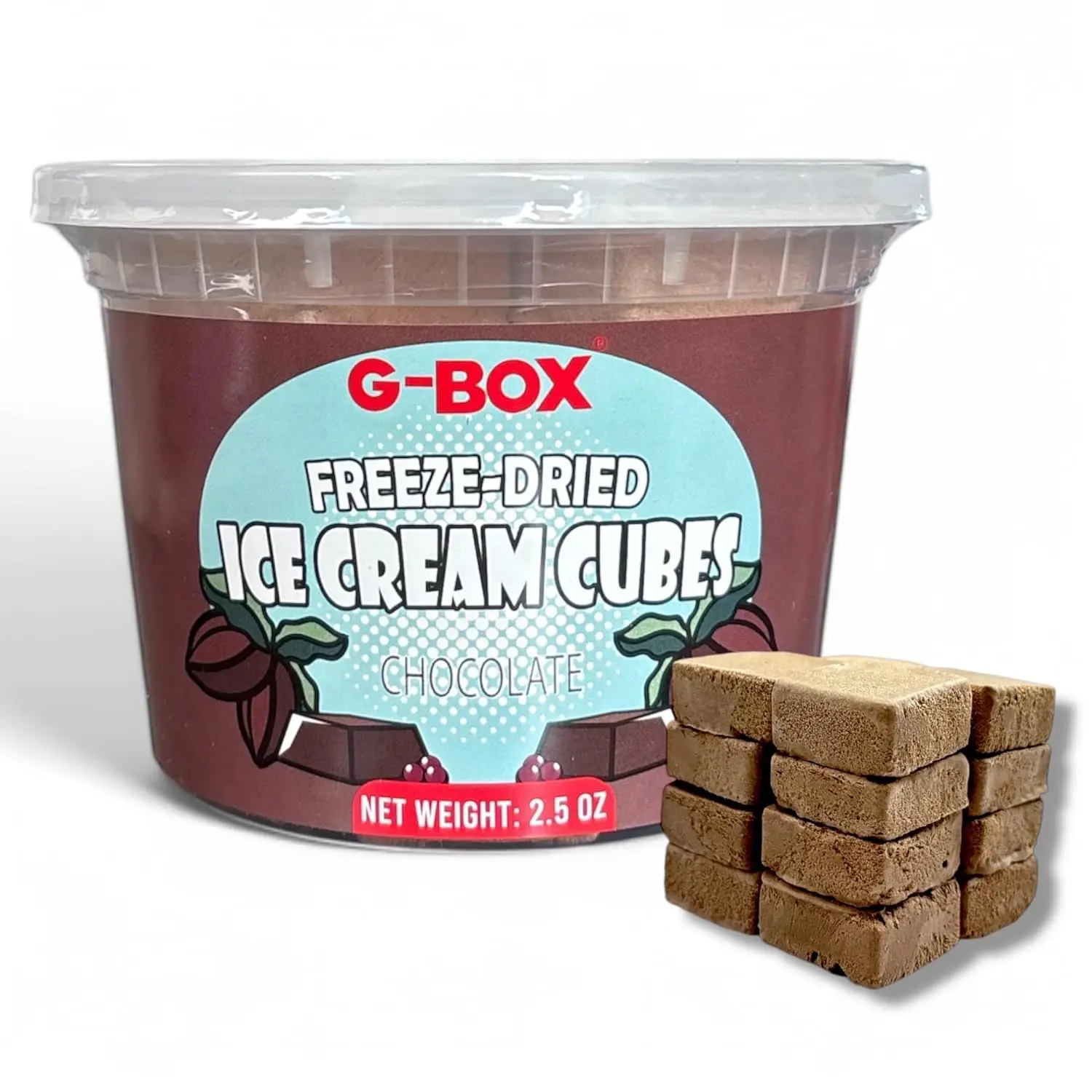 G-BOX Freeze Dried Ice Cream Cubes, Chocolate Flavors, 2.5 oz| Freeze Dried Camping Food, NASA Space Dessert, Halloween Candy, Perfect for Camping, Outdoor, Party (2.5 OZ, Chocolate)