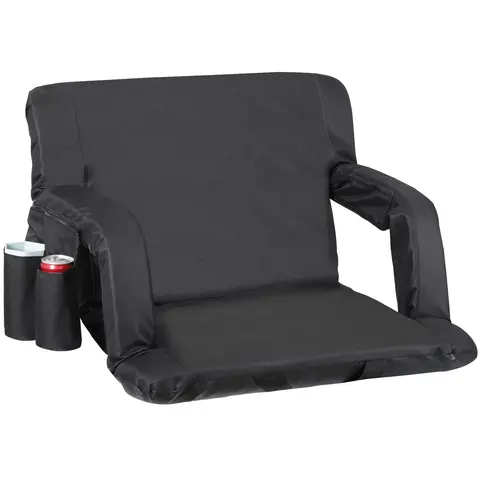Zeny Heavy-Duty Folding Campchair - 25" Extra Wide Sponge-Padded PVC Bleacher Seat, 6 Reclining Positions, Nonslip Lightweight Outdoor Sports Chair, 240lb Capacity, 18.9" Width, 20.9"l x 25"w x 17.72"h