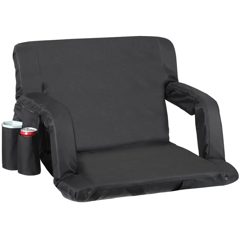 Zeny Heavy-Duty Folding Campchair - 25" Extra Wide Sponge-Padded PVC Bleacher Seat, 6 Reclining Positions, Nonslip Lightweight Outdoor Sports Chair, 240lb Capacity, 18.9" Width, 20.9"l x 25"w x 17.72"h