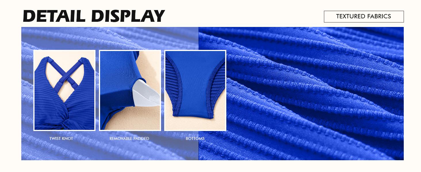 Kenne-shop Women's Textured Bikini Sets Twist Front Top Swimsuits High Waisted Bathing Suits