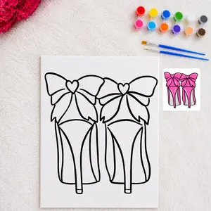 Girls Night Coloring Activity - Sip and Paint Party - Heels and bow - Color Your Own