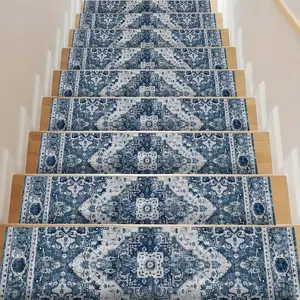 Bathroom Floor Mats, 15 Pack 8 "X 30" Non Slip Stair Treads for Wooden Steps, Bathroom Carpet Stair Treads Made of Polyester And Rubber backing, Stair Runner Rugs for Elders And Pets, Stairs Carpet Treads Indoor