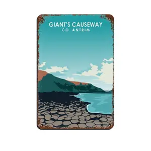 Vintage Metal Tin Signs Giants Causeways Ireland Metal Signs, Customize for Office, Business, Home, Workplace, Airbnb, Delivery Signs, Rust Free,Aluminum, Fade Resistant