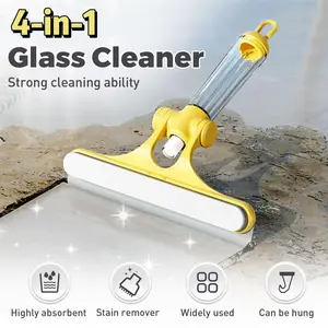 4 in 1 Window Cleaning Scraper, Window Squeegee with Sprayer, Household All-Purpose Shower Squeegee for Glass Doors, Tile Shower Walls, Home Mirror, Car Windows Cleaning Tool Cleaner