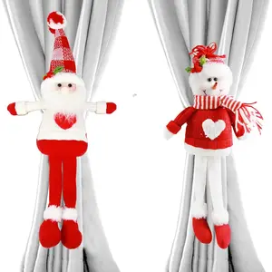 2 Pcs Christmas Curtain Tieback Buckle, Mr.Snow Man and Santa Holder Xmas Window Decorations Curtain Holdbacks Fastener Buckles Christmas Ornaments for Home Holiday Decor