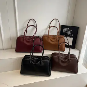 8742 Women's Lychee Pattern Tote Pillow Bag 2025 New Large-capacity Retro Commuter Portable Shoulder Bag