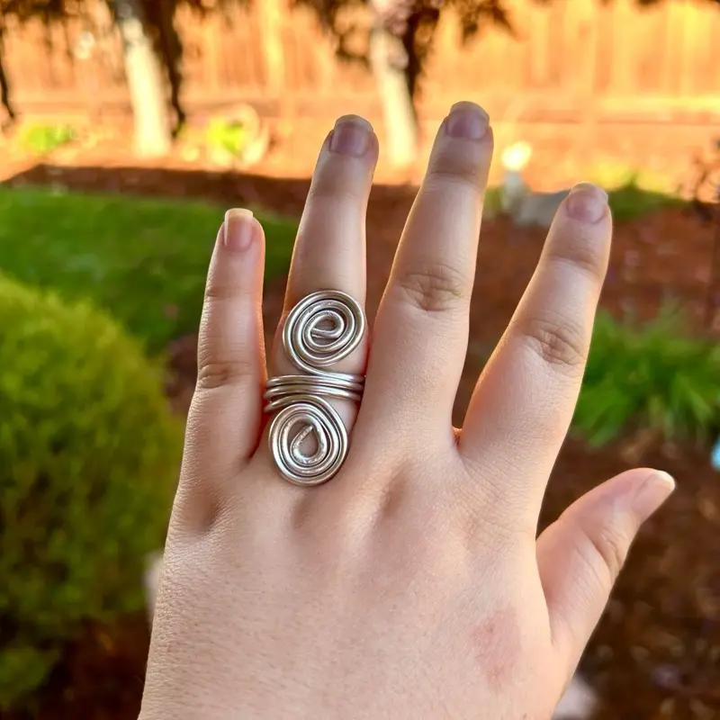 Handmade Wire Spiral Rings, Aluminium Coated Wire 12 Gauge, Handmade by HotTeCo