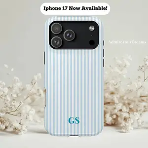 Personalized Blue Phone Case iPhone 17 16 15 14 13 Case Custom Monogram iPhone Case Aesthetic Blue Striped Phone Case Summer Coastal Case gift for her men's cool gadgets iphone 17 pro max cases girls