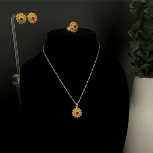 Elegant Gold Set. Necklace, Earring, Ring - Arab style, African Style, Asian Style, Indian Style, Dhabah Dupe jewelry