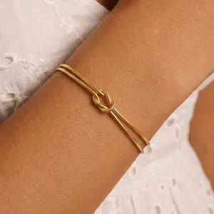 [2026 New Arrival] CRVOTE Snake Chain Knot Bracelet for Women 18K Gold Plated  Elegant Everyday Jewelry Gift