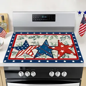 4th of July Stars Stove Top Covers 28x20 Inch for Electric Stove, American Patriotic Heat Resistant Glass Stove Top Cover Pad Induction Cooktop Protector Washable Foldable Countertop Protector