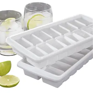 Refrigerator plastic ice cube tray, 1 pack - 16 ice cubes in classic size per tray, easy release design - stackable, dishwasher safe - white