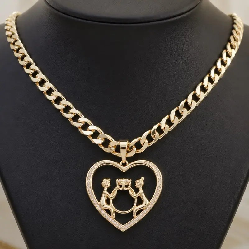 Unisex 177-Plated 248 Gold Necklace with Pendant, Hypoallergenic Jewelry for Female Adults, Safe for Sensitive Skin, Daily Wear Accessory