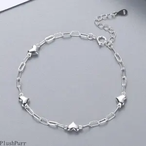 This 925 sterling silver bracelet features a simple heart design, making it a stylish and versatile accessory for women and girls, and a beautiful and unique birthday gift.