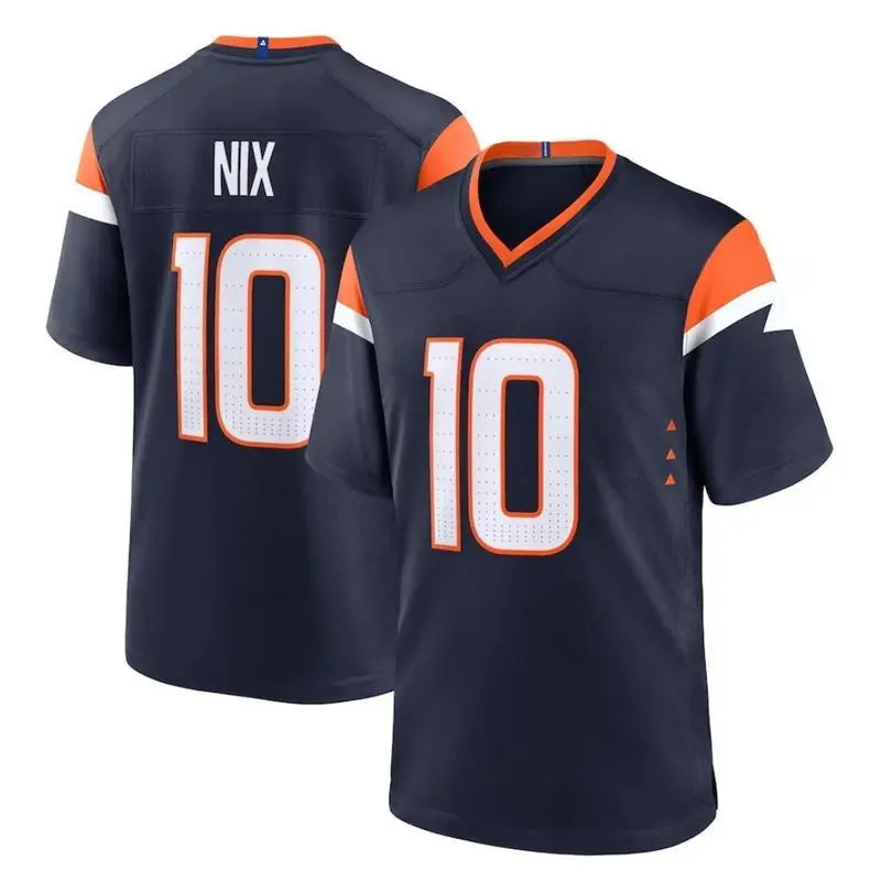 Nix #10 Football Jersey - Navy Orange Fan Jersey Stitched Style, Embroidery Logo Jersey Unisex Sports Fan Apparel Lightweight Casual Game Day Shirt