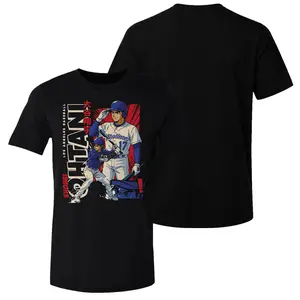 Ohtani 17 Anime Style Baseball Tee - Black Short Sleeve Graphic Shirt Japanese Text