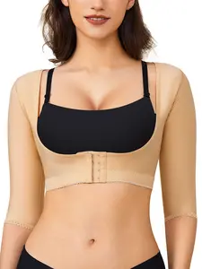 High Elasticity Slimming Shapewear Top, Medium Sleeve Seamless Design, Front Button Easy Wear, Comfortable Daily Use Underwear